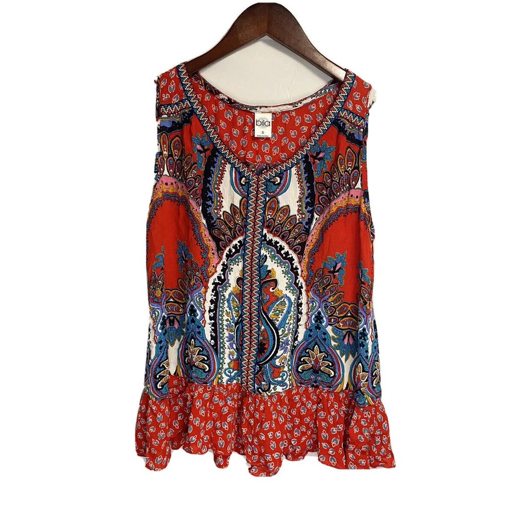 Anthropologie‎ Bila Women’s Floral Paisley Ruffle Tank Dress Size Small